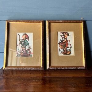 Vintage Style Framed Hummel Prints in Gold Frames